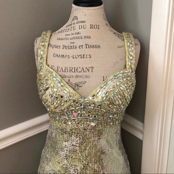 NEW CLARISSE SZ 6 LIMEADE ICE SEQUIN BEADED FORMAL EVENING GOWN - Picture 3 of 15